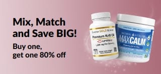 iHerb promo banner offering buy one get one 80% off on wellness essentials. 