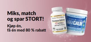 iHerb-kampanjebanner som tilbyr kjøp én, få én med 80 % rabatt på velværeprodukter.