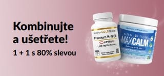 Propagační banner iHerb nabízející akci 1 + 1 s 80% slevou na produkty pro zdraví a pohodu.