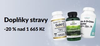20% sleva na doplňky stravy nad 1 665 Kč s promo kódem AUG26EUSUPP. Obsahuje přípravky Vitamín C, Ashwagandha a Inositol.