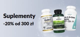 20% rabatu od 300 zł na suplementy z kodem AUG26EUSUPP. W promocji m.in. witamina C, ashwagandha i inozytol.