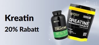 Banner mit 20% Rabatt auf Kreatin