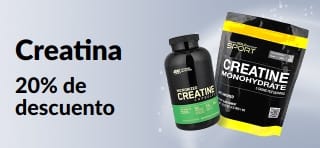 Banner que promociona un 20% de descuento en creatina