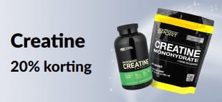 Banner met 20% korting op creatine.