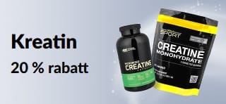 Banner som promoterer 20 % rabatt på kreatin