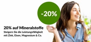 20% Rabatt auf Mineralien – Zink, Eisen, Magnesium und mehr – mit dem Code EUMIN20.