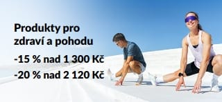 Banner propagující slevu 15 % nad 1 300 Kč a 20 % nad 2 120 Kč.