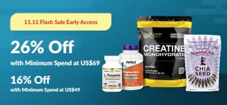 11.11 Flash Sale Early Access: 26% off over US$69 or 16% off over US$49 with code 11EARLY26.