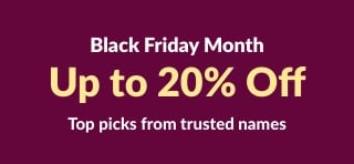 iHerb Black Friday Month banner offering up to 20% off top wellness brands.