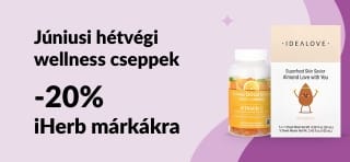 Júniusi hétvégi wellness cseppek akció, amely 20% kedvezményt kínál az iHerb márkákra és a kiemelt egészségügyi termékekre a JUN25HB kóddal.