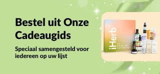 iHerb Cadeaugids-banner met zorgvuldig samengestelde cadeausets voor verzorging en schoonheid, perfect voor iedereen op uw lijst.