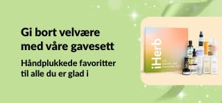 iHerb gavesett-banner med utvalgte gavepakker for selvpleie og skjønnhet, perfekte for alle på listen din.