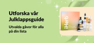 iHerbs Julklappsguide-banner med utvalda egenvårds- och skönhetspresentset som passar alla på din lista.