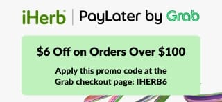 iHerb PayLater by Grab: $6 off $100+ with code IHERB6.