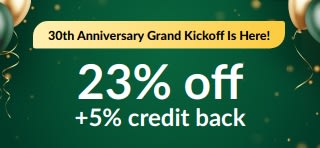 30th Anniversary Grand Kickoff: 23% off + 5% credit back with code 26IHERB30.