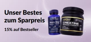 Banner für 15% Rabatt auf meistverkaufte Produkte
