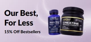 Banner promoting 15% off best-selling products