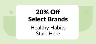 Promo banner: 20% off select brands.