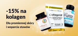 Baner iHerb oferujący 15% zniżki na kolagen.