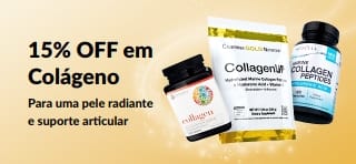 Banner da iHerb oferecendo 15% OFF em Colágeno.