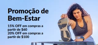 Banner promocional da iHerb que oferece 15% OFF em compras a partir de $60 e 20% OFF em compras a partir de $100 em produtos essenciais de bem-estar.