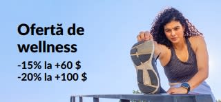 Banner iHerb ce oferă -15% la +60 $ și -20% la +100 $ la produse esențiale de wellness.