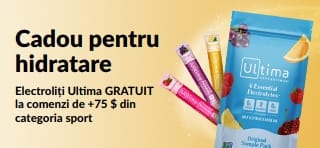 Banner cu electroliți Ultima cadou la comenzi de peste 75 $ din categoria sport.