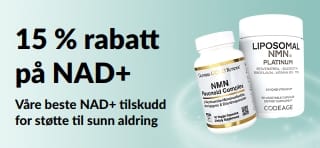 Banner som promoterer 15 % rabatt på NAD+ tilskudd