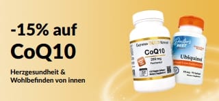 Banner, das für 15 % Rabatt auf CoQ10 wirbt