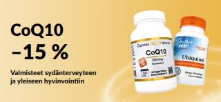 Banneri, jonka mukaan CoQ10 –15 %.