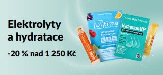 Banner propagující elektrolyty a hydrataci.