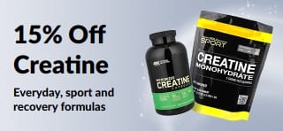 Banner promoting 15% off Creatine