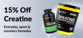 Banner promoting 15% off Creatine
