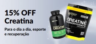 Banner promovendo 15% OFF em creatina