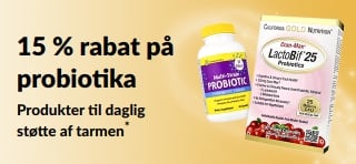 Banner, der promoverer 15 % rabat på probiotika