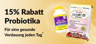 Banner für 15% Rabatt auf Probiotika