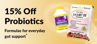 Banner promoting 15% off Probiotics