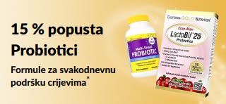 Reklamni natpis koji promovira 15 % popusta na probiotike