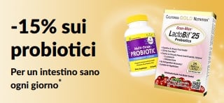 Banner che promuove lo sconto del 15% sui probiotici