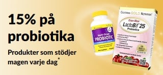 Banner som marknadsför 15% på probiotika