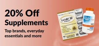 Banner promoting 20% off Supplements