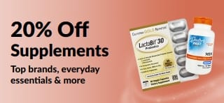 Banner promoting 20% off Supplements