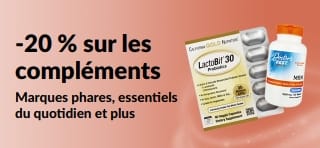 Bannière promotionnelle sur les compléments à -20 %