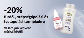 Fürdő-, szépségápolási és testápolási termékekre 20% kedvezményt hirdető banner