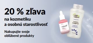 Baner propragujúci 20 % zľavu na kozmetiku, starostlivosť o telo a osobnú hygienu.