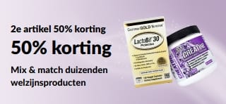 Banner die 2e artikel 50% korting promoot