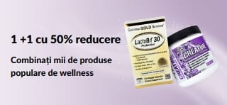 Banner ce promovează 1 +1 cu 50% reducere.