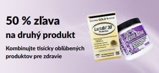 Baner propagujúci 50 % zľavu na druhý produkt