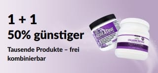 Banner für die Aktion 1+1 50% günstiger