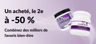 Bannière présentant l'offre « Un acheté, le deuxième à -50 % »